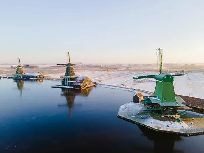 Framed Print : Zaanse Schans windmill village during winter with snow in the Netherlands Holland village in winter Framed Print : Zaanse Schans windmill village during winter with snow in the Netherlands Holland village in winter