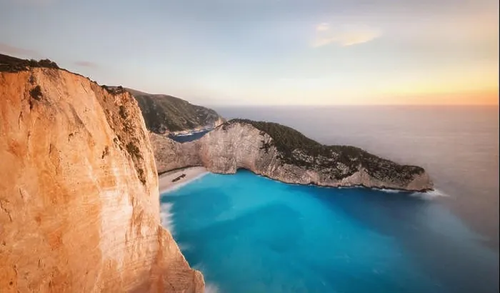 Framed Print : Zakynthos Shipwreck Beach from the Cliffs in Greece taken in Spring 2018