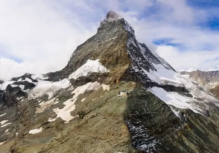 Framed Print : Zermatt, Switzerland: Dramatic aerial view of the famous Matterhorn
