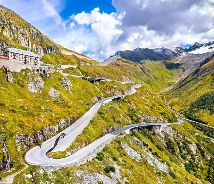 Framed Print : Zig-zag road to Furka Pass in the Swiss Alps Framed Print : Zig-zag road to Furka Pass in the Swiss Alps