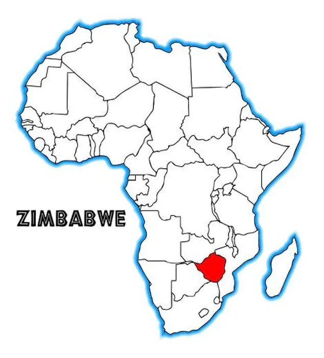 Framed Print : Zimbabwe outline inset into a map of Africa over a white background Framed Print : Zimbabwe outline inset into a map of Africa over a white background