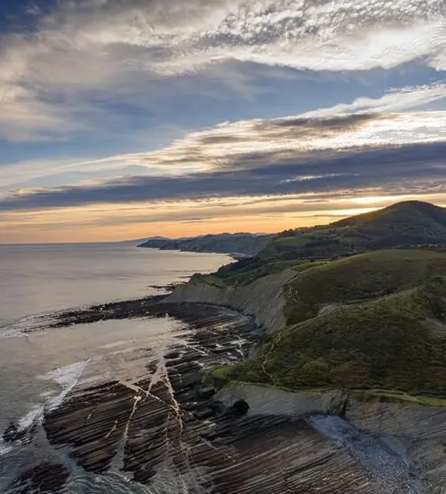 Framed Print : Zumaia flysch geological strata layers drone aerial view, Basque Country Framed Print : Zumaia flysch geological strata layers drone aerial view, Basque Country