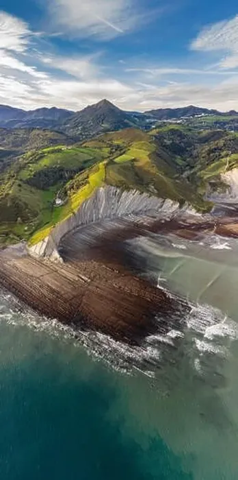Framed Print : Zumaia flysch geological strata layers drone aerial view, Basque Country Framed Print : Zumaia flysch geological strata layers drone aerial view, Basque Country