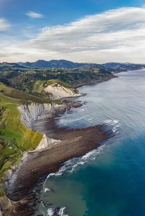 Framed Print : Zumaia flysch geological strata layers drone aerial view, Basque Country Framed Print : Zumaia flysch geological strata layers drone aerial view, Basque Country