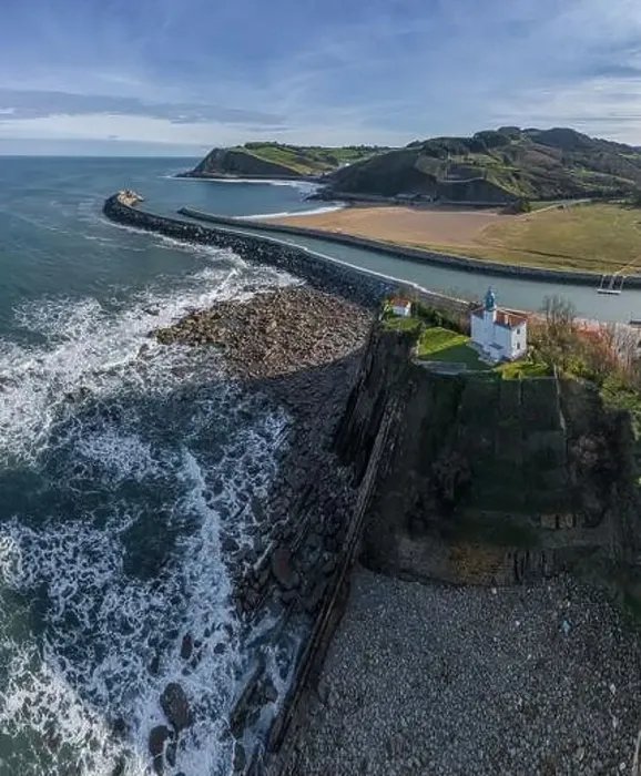 Framed Print : Zumaia lighthouse in Gipuzkoa, Basque country - drone aerial view Framed Print : Zumaia lighthouse in Gipuzkoa, Basque country - drone aerial view