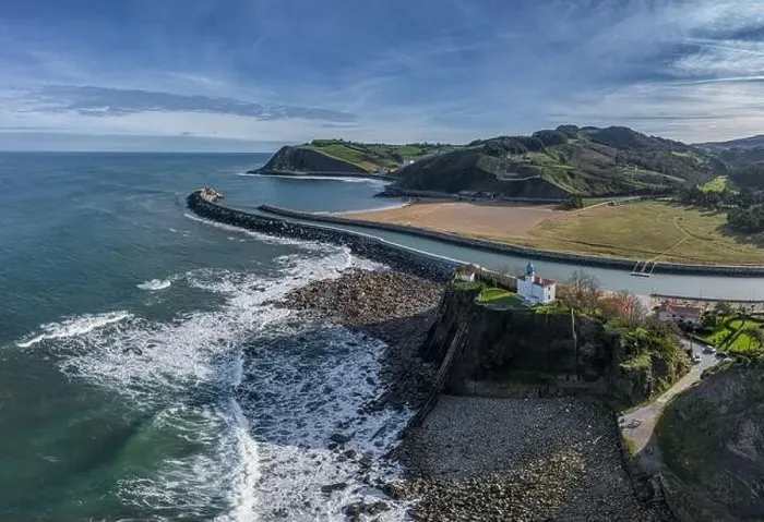 Framed Print : Zumaia lighthouse in Gipuzkoa, Basque country - drone aerial view Framed Print : Zumaia lighthouse in Gipuzkoa, Basque country - drone aerial view