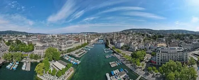 Framed Print : Zurich, Switzerland - 29 Oktober 2023: drone view at the center of Zurich on Switzerland Framed Print : Zurich, Switzerland - 29 Oktober 2023: drone view at the center of Zurich on Switzerland
