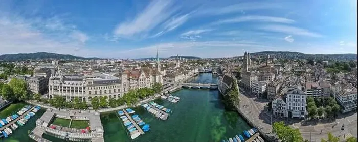 Framed Print : Zurich, Switzerland - 29 Oktober 2023: drone view at the center of Zurich on Switzerland Framed Print : Zurich, Switzerland - 29 Oktober 2023: drone view at the center of Zurich on Switzerland