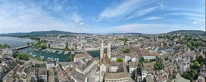 Framed Print : Zurich, Switzerland - 29 Oktober 2023: drone view at the center of Zurich on Switzerland Framed Print : Zurich, Switzerland - 29 Oktober 2023: drone view at the center of Zurich on Switzerland