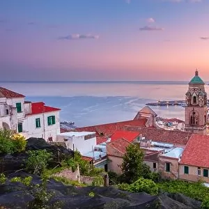 Amalfi, Italy. Cityscape image of famous coastal city Amalfi, located on Amalfi Coast, Italy at sunset