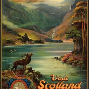 Anchor Line ad vintage travel poster, 1921 - Editorial use only