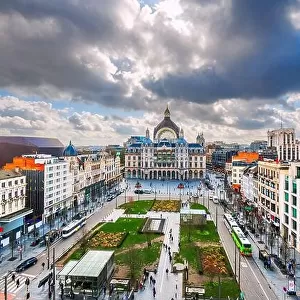 Antwerp, Belgium cityscape at Centraal Railway Station