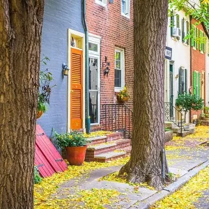 Autumn alleyway in Philadelphia, Pennsylvania, USA Autumn alleyway in Philadelphia, Pennsylvania, USA
