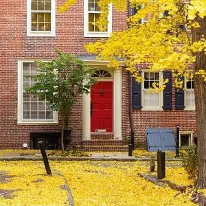 Autumn alleyway in a traditional neighborhood in Philadelphia, Pennsylvania, USA Autumn alleyway in a traditional neighborhood in Philadelphia, Pennsylvania, USA