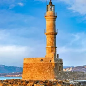 Chania lighthouse, Old Venetian Harbour, Crete Island, Greece Chania lighthouse, Old Venetian Harbour, Crete Island, Greece