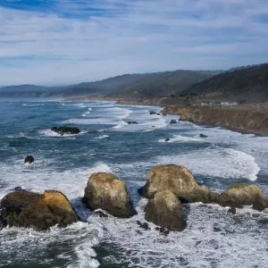 The cold, nutrient-rich waters of the Pacific Ocean beat against the rocky and incredibly scenic coastline of Northern California in Mendocino The cold, nutrient-rich waters of the Pacific Ocean beat against the rocky and incredibly scenic coastline of Northern California in Mendocino