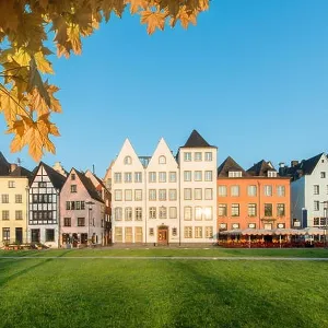 Many of colorful Houses and park in Cologne, Germany Many of colorful Houses and park in Cologne, Germany