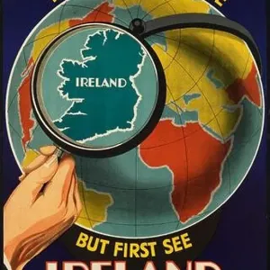 Colorful vintage travel poster promoting Ireland