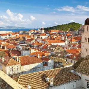 Dubrovnik - aerial view from City Walls of the Dubrovnik Old Town City, Croatia