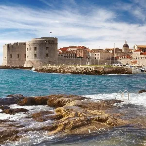 Dubrovnik Old Town City, view at Harbour, Croatia
