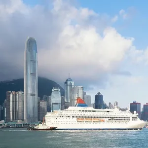 Hong Kong skyscrapers building of modern business district and cruise ship, Hong Kong. Asia Hong Kong skyscrapers building of modern business district and cruise ship, Hong Kong. Asia