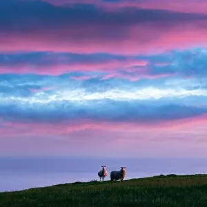 Incredible sunset view on the summer Faroe islands