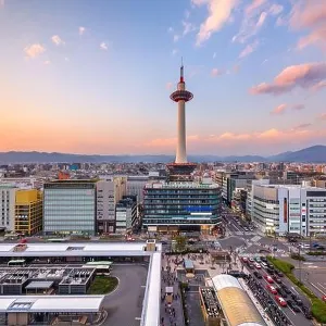 Kyoto, Japan cityscape at Kyoto Tower at dusk
