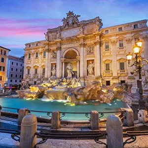 Rome, Italy at Trevi Fountain during the early morning