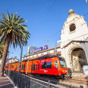 SAN DIEGO, CALIFORNIA - FEBRUARY 26, 2016: Santa Fe Depot in downtown San Diego. The building dates from 1915 SAN DIEGO, CALIFORNIA - FEBRUARY 26, 2016: Santa Fe Depot in downtown San Diego. The building dates from 1915