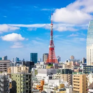 Tokyo, Japan cityscape and tower from the Toranomon business district