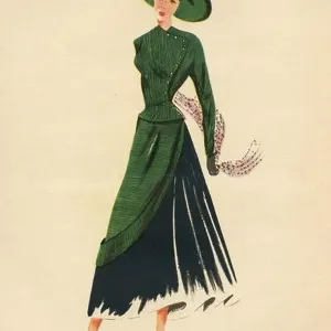 Woman fashion illustration drawing: Sketch of clothes and accessories, Italy 1940s Woman fashion illustration drawing: Sketch of clothes and accessories, Italy 1940s
