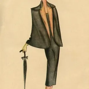 Woman fashion illustration drawing: Sketch of clothes and accessories, Italy 1940s Woman fashion illustration drawing: Sketch of clothes and accessories, Italy 1940s
