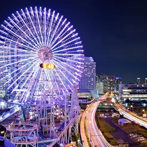 Yokohama, Japan skyline at Minato-mirai at night