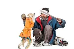 Creative Ideas Prints: 1 Indian Rural Man Madari With Monkey Dance Performer Entertainment