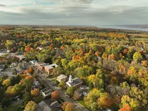 Ithaca Prints: 10-16-2022, Late afternoon aerial autumn image of the area surrounding the Village of Trumansburg
