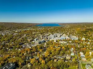 Tree Leaf Prints: 10-22-2022, Late afternoon aerial autumn image of the area surrounding the City of Ithaca