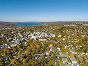 Tree Leaf Prints: 10-22-2022, Late afternoon aerial autumn image of the area surrounding the City of Ithaca