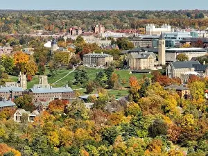 Tree Leaf Prints: 10-22-2022, Late afternoon aerial autumn image of the area surrounding the City of Ithaca