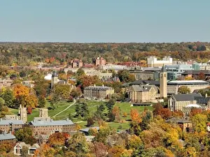 Tree Leaf Prints: 10-22-2022, Late afternoon aerial autumn image of the area surrounding the City of Ithaca