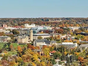 Tree Leaf Prints: 10-22-2022, Late afternoon aerial autumn image of the area surrounding the City of Ithaca