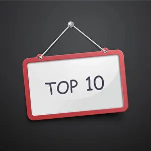 Rating Prints: top 10 hanging sign isolated on black wall