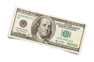 One Hundred Prints: 100 dollar bill Isolated on a white background