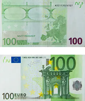 One Hundred Prints: 100 one hundred euro note euros notes bill