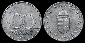 1990s Prints: 100 Forint coin, Hungary, 1994