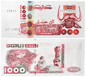 Algeria Prints: 1000 dinars banknote, Antelope head, Algeria, 1996