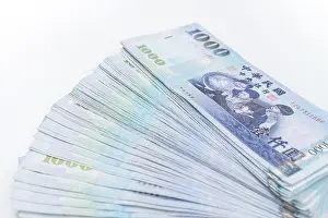Wages Prints: 1000 New Taiwan Dollars isolated on white background