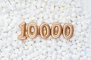 Subscribers Prints: 10000 followers card. Template for social networks