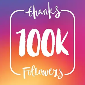Follower Prints: 100K followers. Thank you all. Social media subscribers banner