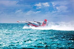 Images Dated 8th May 2018: 10.12.2018 -Male, Maldives: Seaplane is taking off at the airport in Maldives