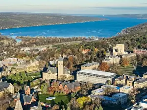 11-19-2022, Early morning aerial autumn image of the area surrounding the City of Ithaca, NY, USA